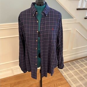 Ralph Lauren Navy Checkered Button-Down Shirt